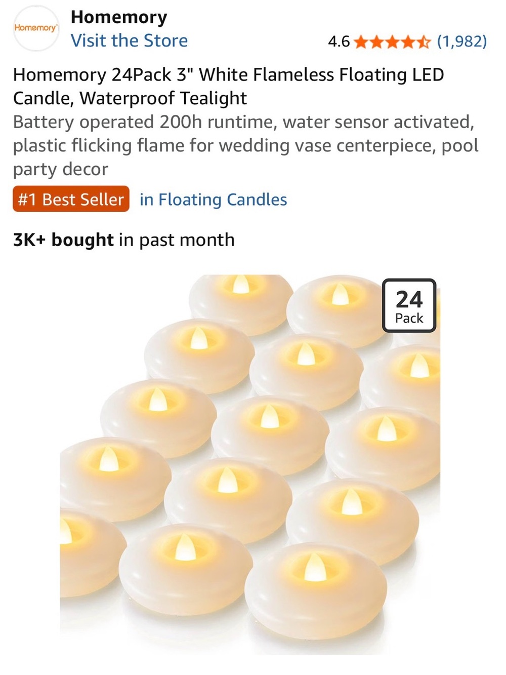 Water Activated Floating Tealights (72)